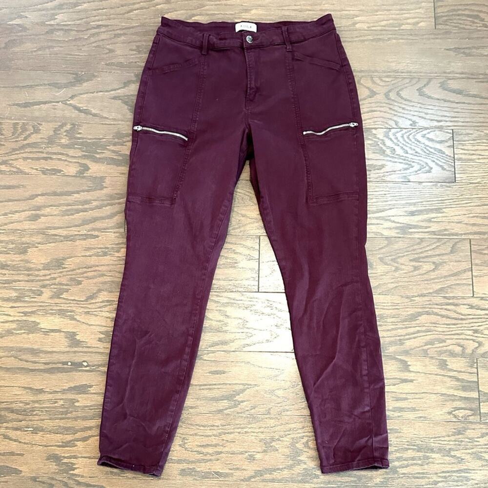 Pistola Zip Pocket Skinny Pants Burgundy Wine Stretch Utility Jeans Size 31 - Picture 3 of 9